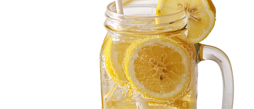 Lemonade in mason jar.
