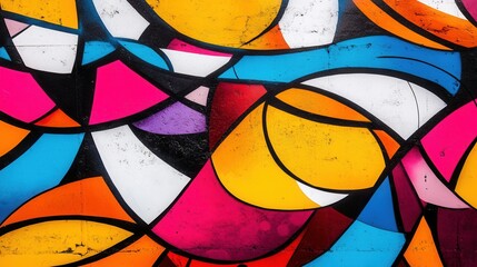 Vibrant Abstract Colorful Background with Curved Geometric Shapes