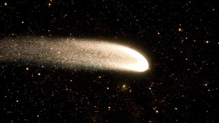 Comet with bright tail gliding across a starry sky, celestial phenomenon in space, cosmic event and glittering stars background - Powered by Adobe