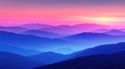 Obraz premium Serene Sunset Over Rolling Hills and Gradient Sky Hue