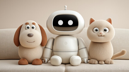  Robot Sites With Cute Puppy And Kitten Friendly Artificial Intelligence Enjoys Pet Companions