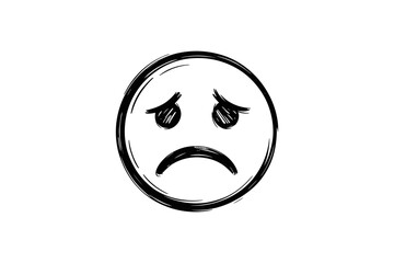 Sad Face Emoji Sketch Hand Drawn Emotional Expression Vector
