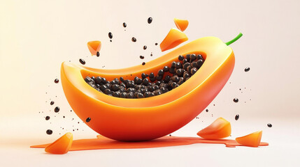 papaya fruit on a white background 
