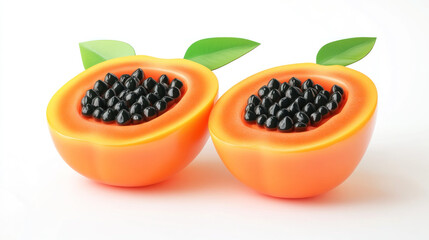 papaya fruit isolated on white