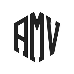 AMV Logo Design. Initial Letter AMV Monogram Logo using Hexagon shape