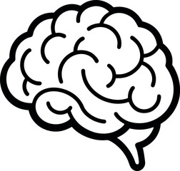 Brain outline vector icon on transparent background.