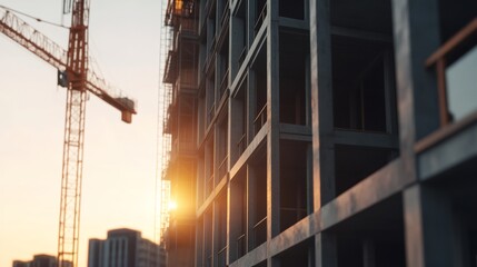 The sun is casting a warm glow on the buildings