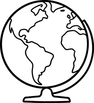 World glob outline icon on transparent background