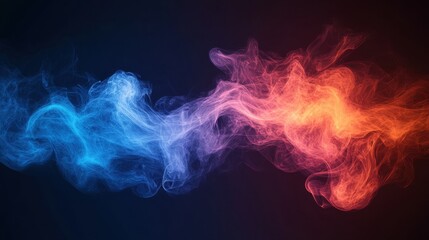 Obraz premium Colorful Smoke Swirls in Blue and Orange on Dark Background