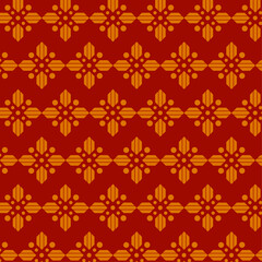 Dynamic Repeating Red Geometric Pattern Featuring Vibrant Orange Cross Motifs