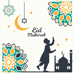 Eid mubarak and islamic greeting card , poster, banner design, abstract vector illustration design