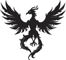 Majestic Phoenix Silhouette with Spread Wings