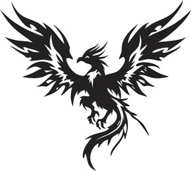 Majestic Phoenix Silhouette with Spread Wings