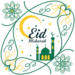 Eid mubarak and islamic greeting card , poster, banner design, abstract vector illustration design