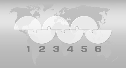 Six steps line infographic, puzzle diagram