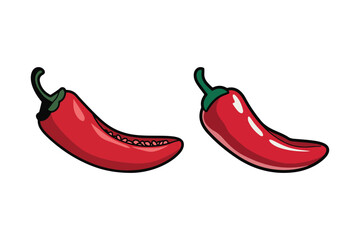 Spicy Red Chili Pepper Cartoon Vector Hot Pepper Clipart Illustration