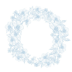 Wedding wreath with flowers. Illustration