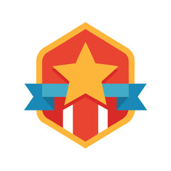 Award badge illustration with a star and ribbon for achievement or recognition