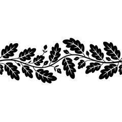 Black Oak Leaf Border on White Background