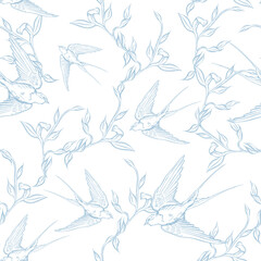 Graphic seamless pattern with flowers. Illustration