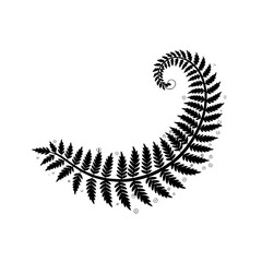 Stylized Fern Silhouette, Minimalist Black and White Vector Design