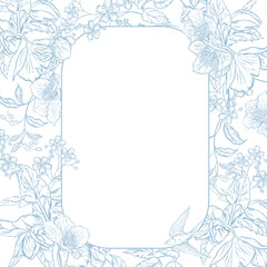 Graphic pink wedding card with flowers. Illustration