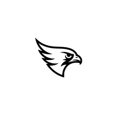 Sleek Falcon Head Logo: Minimalist Black & White Design