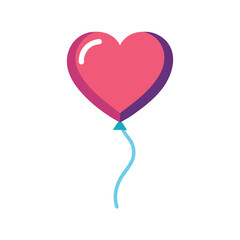 Vector illustration of a pink heart balloon on a blue string isolated on white background