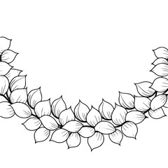Elegant Black & White Floral Border: Leaf Garland Design