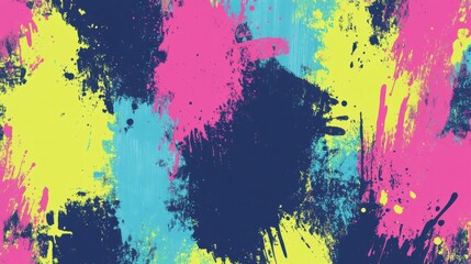 Abstract Colorful Splash Pattern with Bright Neon and Dark Background