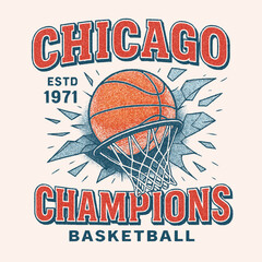 Chicago Basketball Champions team. sports vinatge graphics. vintage hockey t-shirt design. Chicago T-shirt Design, Basketball sports graphics.