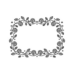 Elegant Floral Frame: Minimalist Rose & Leaf Border for Invitations & Designs