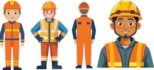 set of  construction workers with thumbs up
