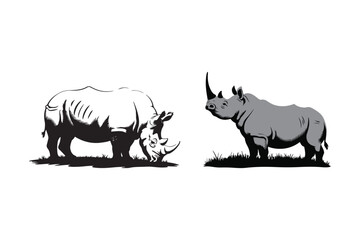 Rhino Illustration Side View Wildlife Art Drawing