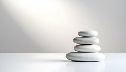 Stack of White Stones on White Background