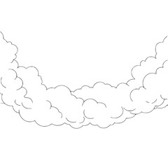 Stylized Cartoon Clouds in Crescent Shape - Vector Illustration