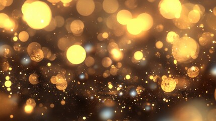 Glowing Golden Bokeh Background with Soft Light Particles Effect