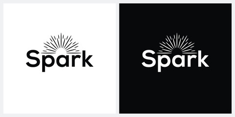 typography spark logo design, sun graphic vector