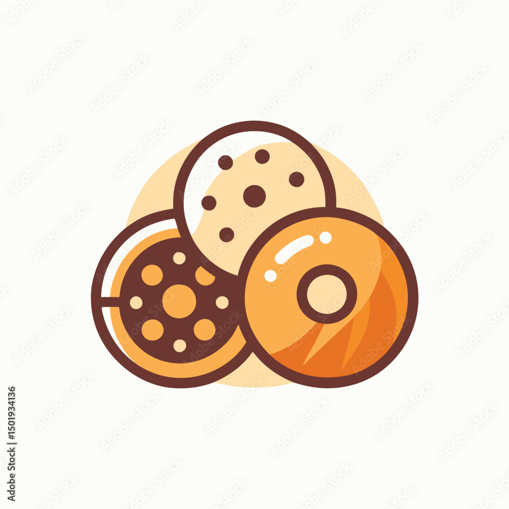 Poster delicious vector illustration of assorted cookies and pastries designed for bakery branding and culi
