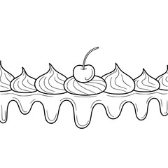 Sweet Dessert Border Illustration: Cream, Cherry, and Drip Detail
