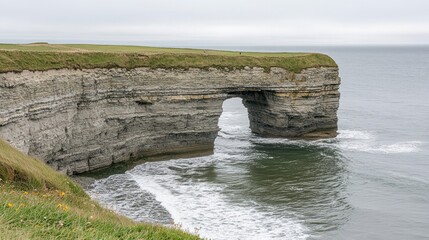 Natural Rock Arch Formation Along Coastal Cliffside Landscape
