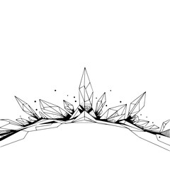 Abstract Crystal Formation Graphic: Geometric Design, Line Art, Minimalist