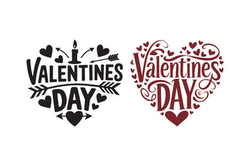 Naklejka premium Valentine’s Day Typography Heart Designs Romantic Love Quote SVG