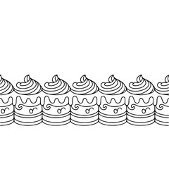 Black & White Cake Border Pattern: Dessert, Decorative Element