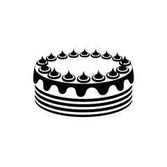 Minimalist Black and White Cake Icon for Celebrations