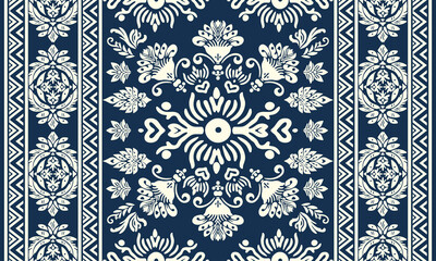 Motifs Ikat floral paisley embroidery background.geometric ethnic oriental pattern traditional.Aztec style abstract vector illustration. Design for texture,fabric, clothing,wrapping, decoration