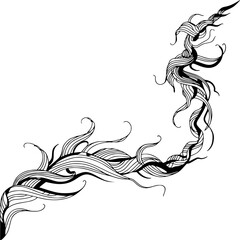 Abstract Swirls & Lines Black and White Corner Design