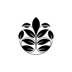 Elegant Black Leaf Ornament, Minimalist Design, Neutral Background