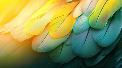 Obraz premium Vibrant Colorful Feathers of a Tropical Bird Displaying Various Hues
