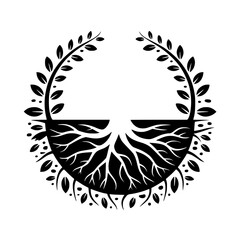 Elegant Tree Roots & Branches Logo: Nature's Growth, Sustainable Design
